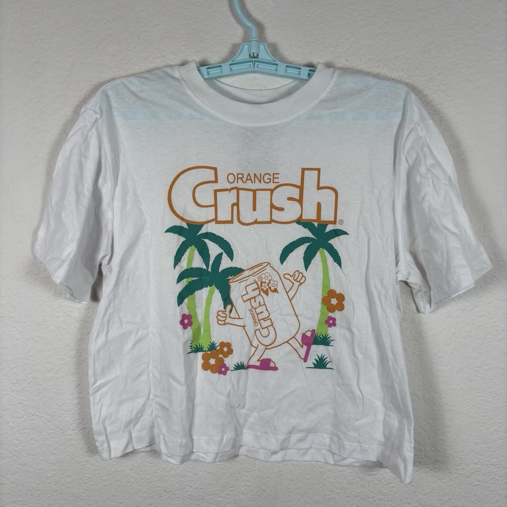 Orange Crush Womens Shirt Top Sz M Medium Short Sleeve White Soft Excellent